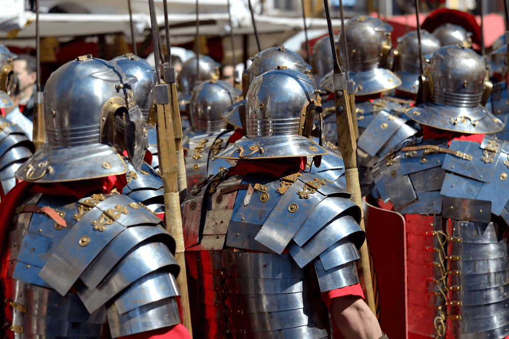 A Roman imperial legion in full armor on the march