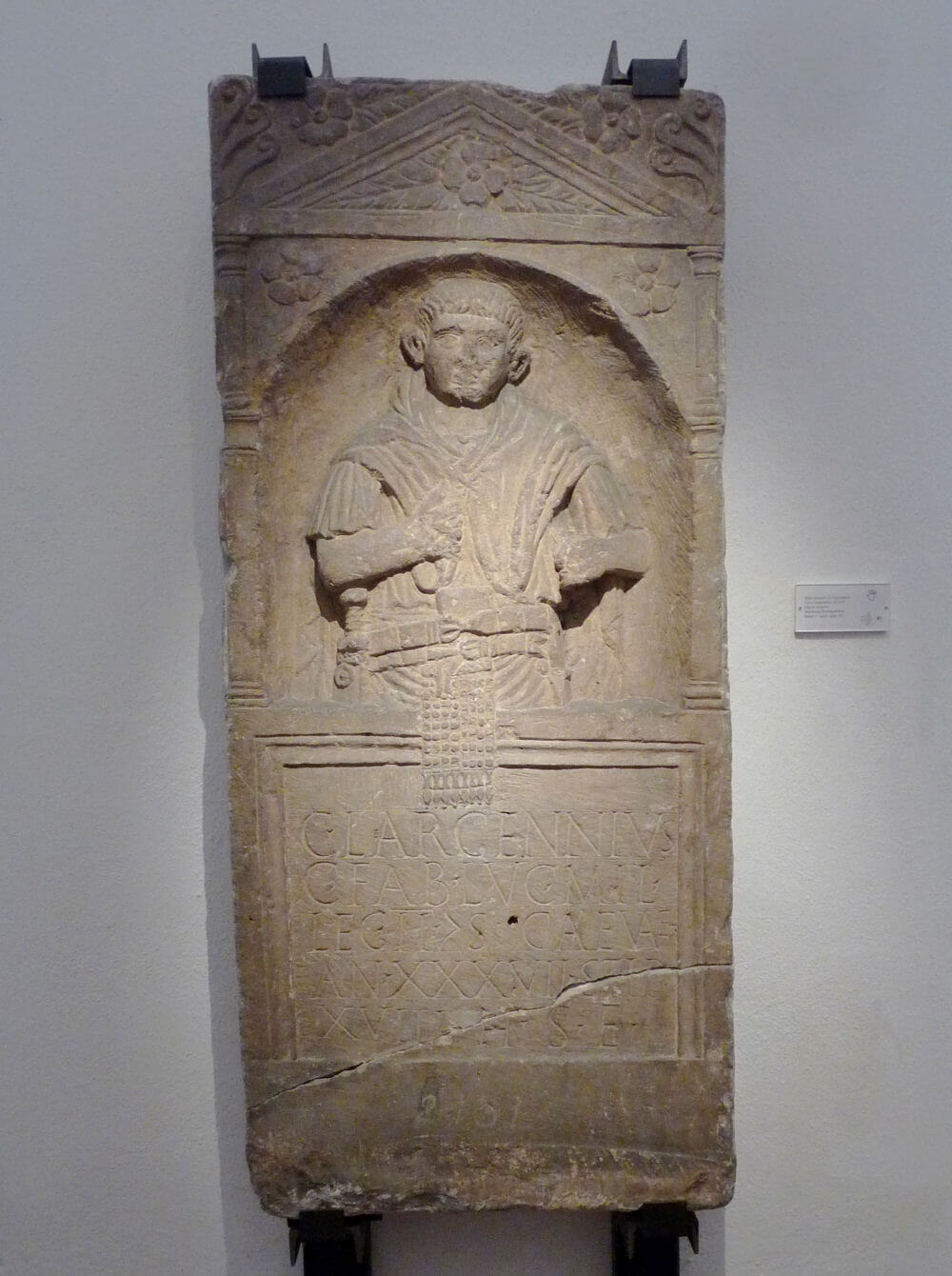 Funerary stele of Caius Largennius, a legionary soldier of Legio II Augusta