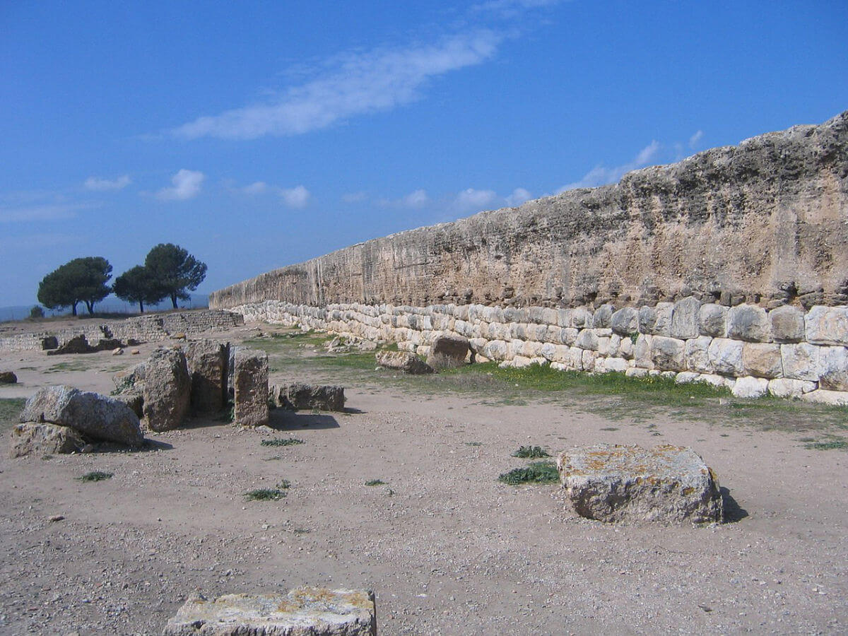 The remains of a Roman wall at Emporiae, Spain