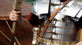 Closeup of Roman armor chestplate