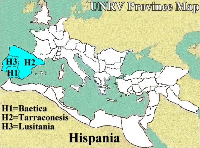 A map of the Roman province of Hispania (modern day Spain and Portugal)