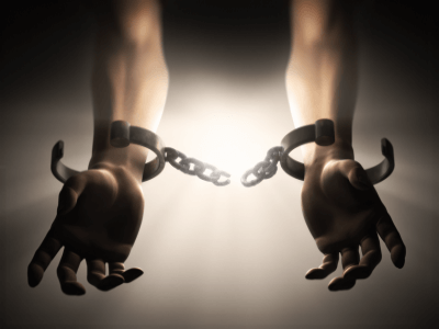 A slave in ancient shackles