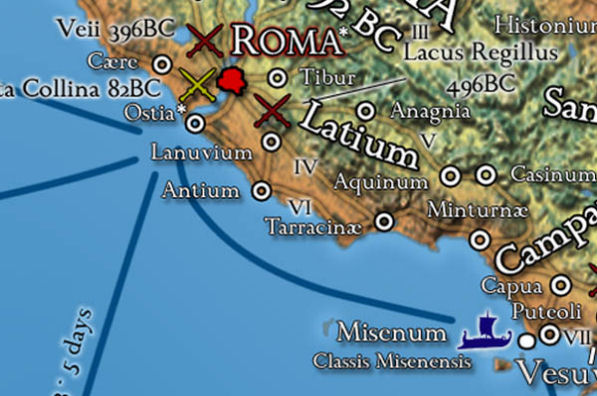Rome and its environs on the map