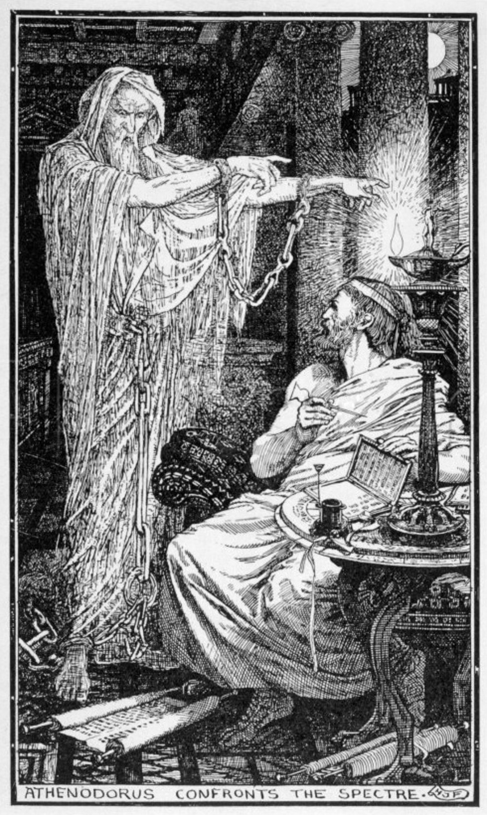 Athenodorus confronts the Spectre 1913 engraving