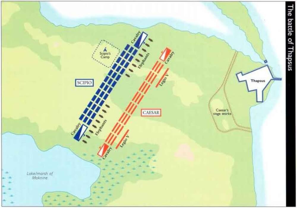 Initial formations at the Battle of Thapsus in 46 BC