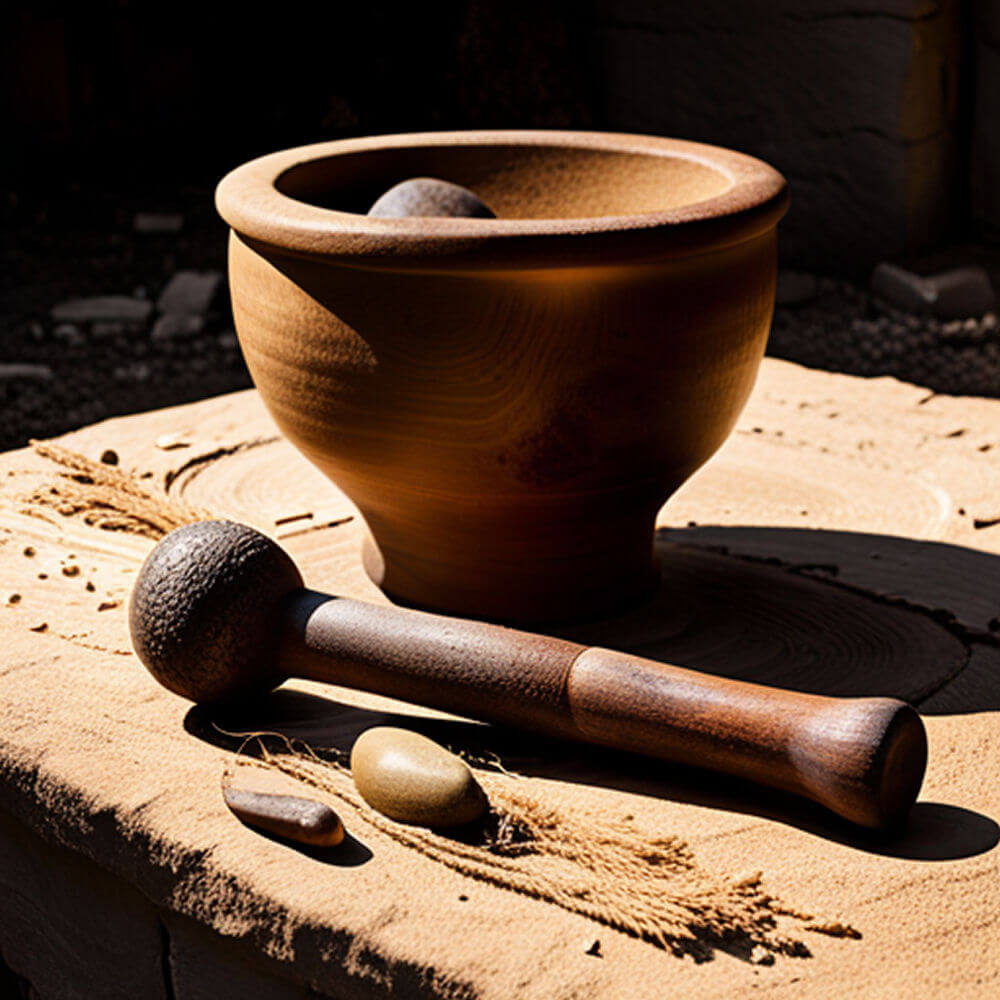 An ancient mortar and pestle
