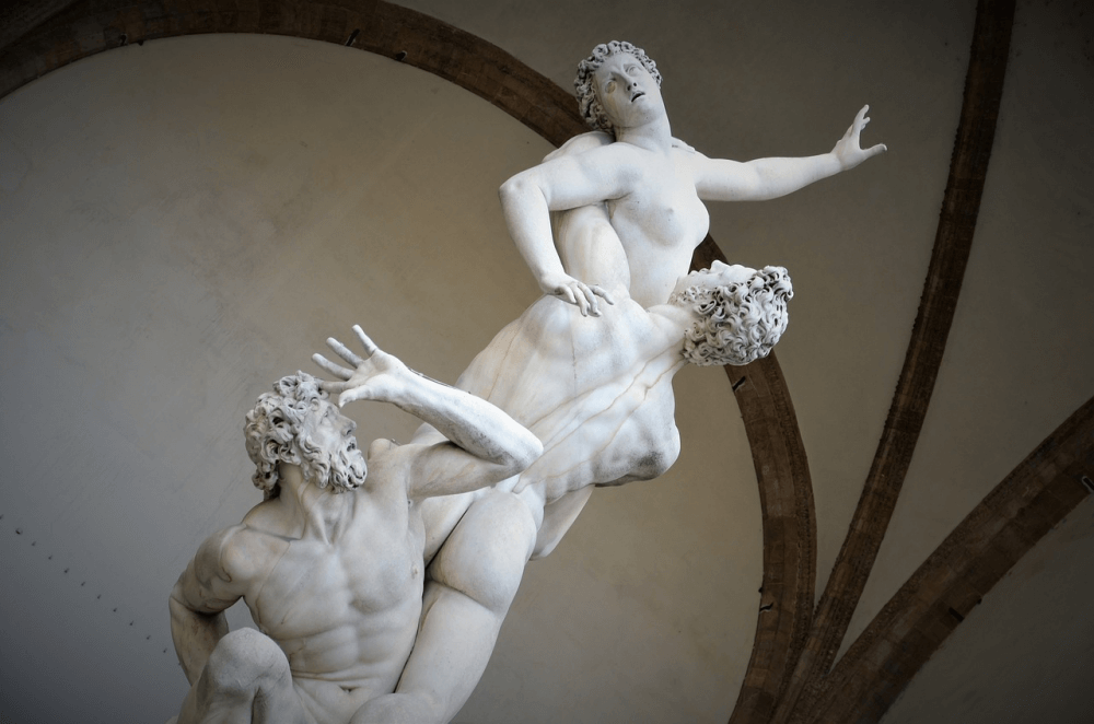 The Rape of the Sabine Women statue in Florence, Italy