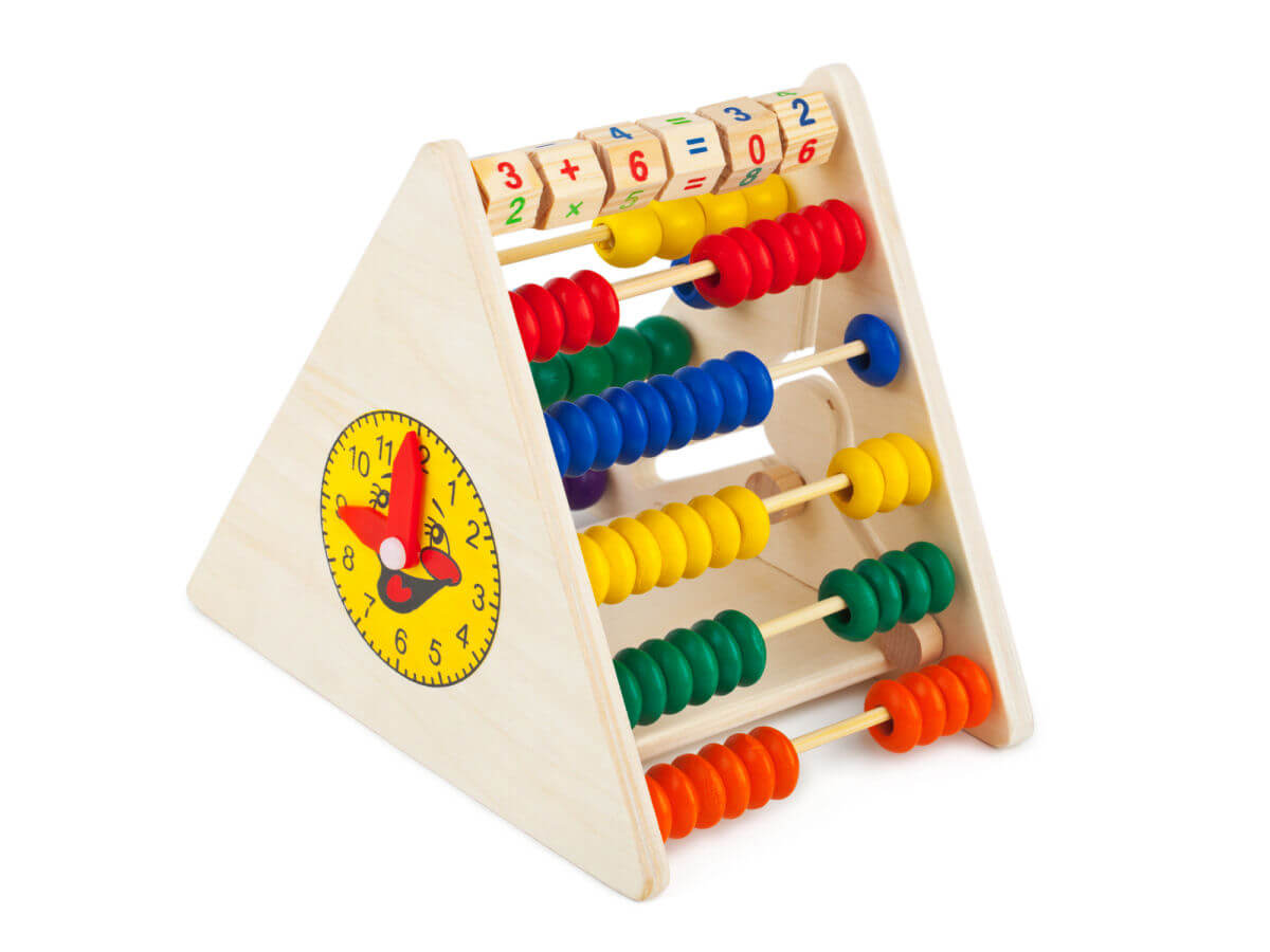 A toy abacus for a child to help with numbers and learning to count