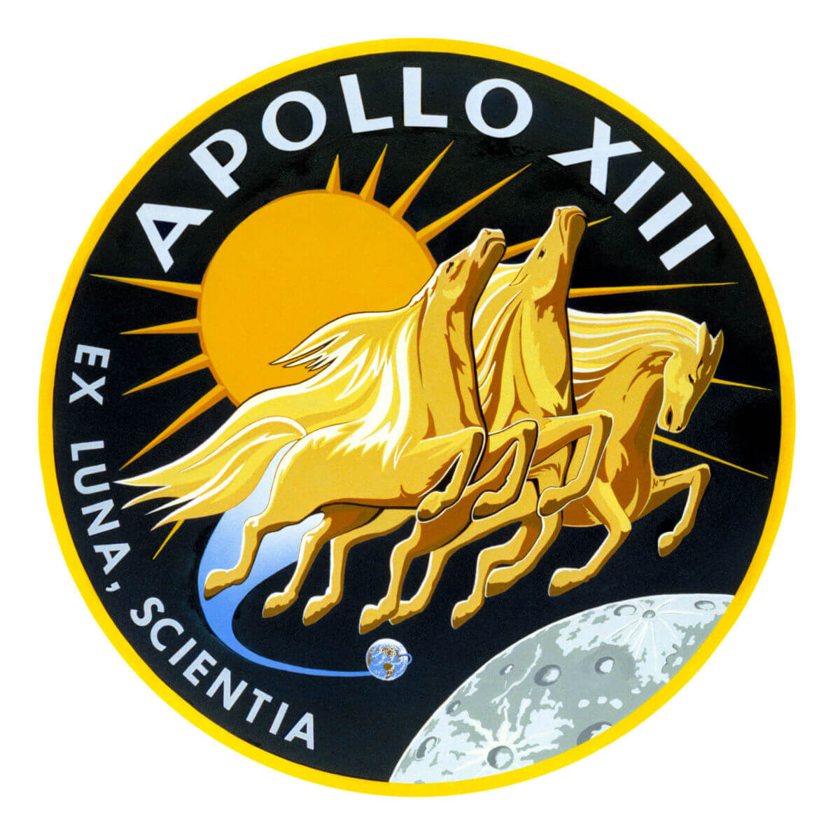 The Apollo 13 mission badge featuring Roman numerals