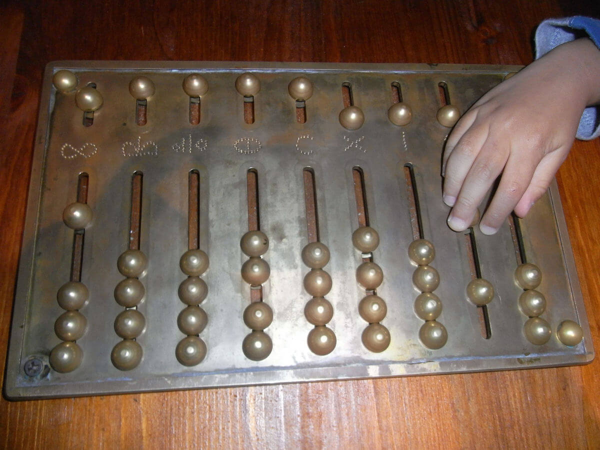 A reconstruction of an ancient Roman abacus