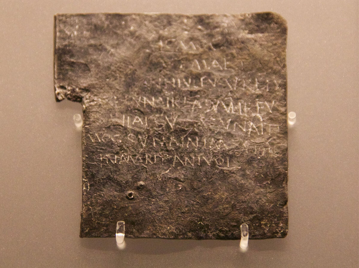 A Roman curse tablet found at the Roman baths in Bath, England