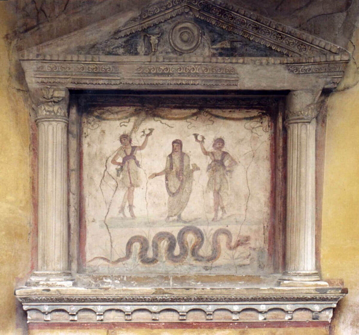 1st century AD Roman Lararium from the House of the Vettii in Pompeii