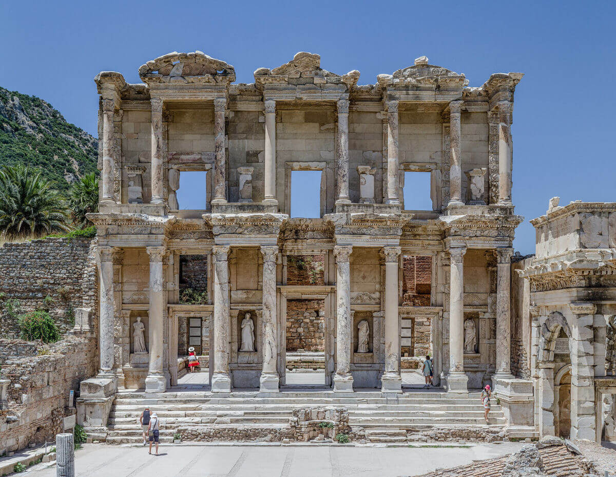 The magnificent remains of the Celsus library in Ephesus, near Selçuk, west Turkey