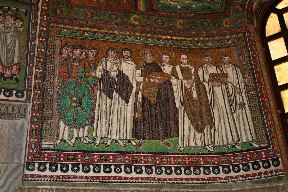 The mosaic of Emperor Justinian, Basilica of San Vitale, Ravenna, Italy