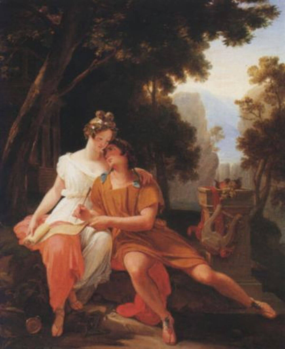 Propertius and Cynthia at Tivoli by Auguste Vinchon