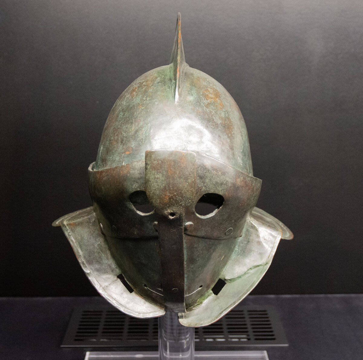 A helmet of a secutor gladiator found in Pompeii