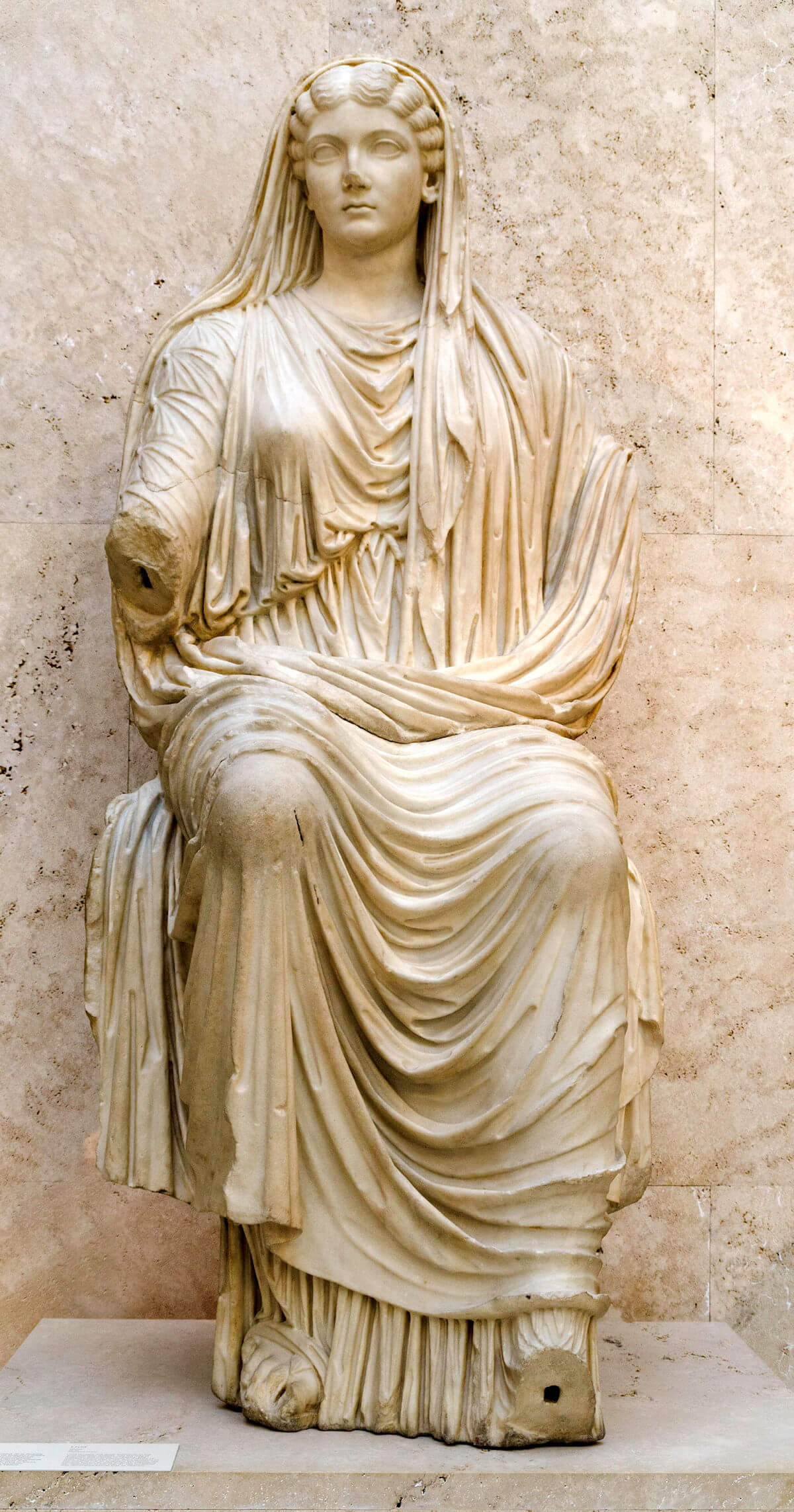 A statue of Livia Drusilla wearing a stola and palla