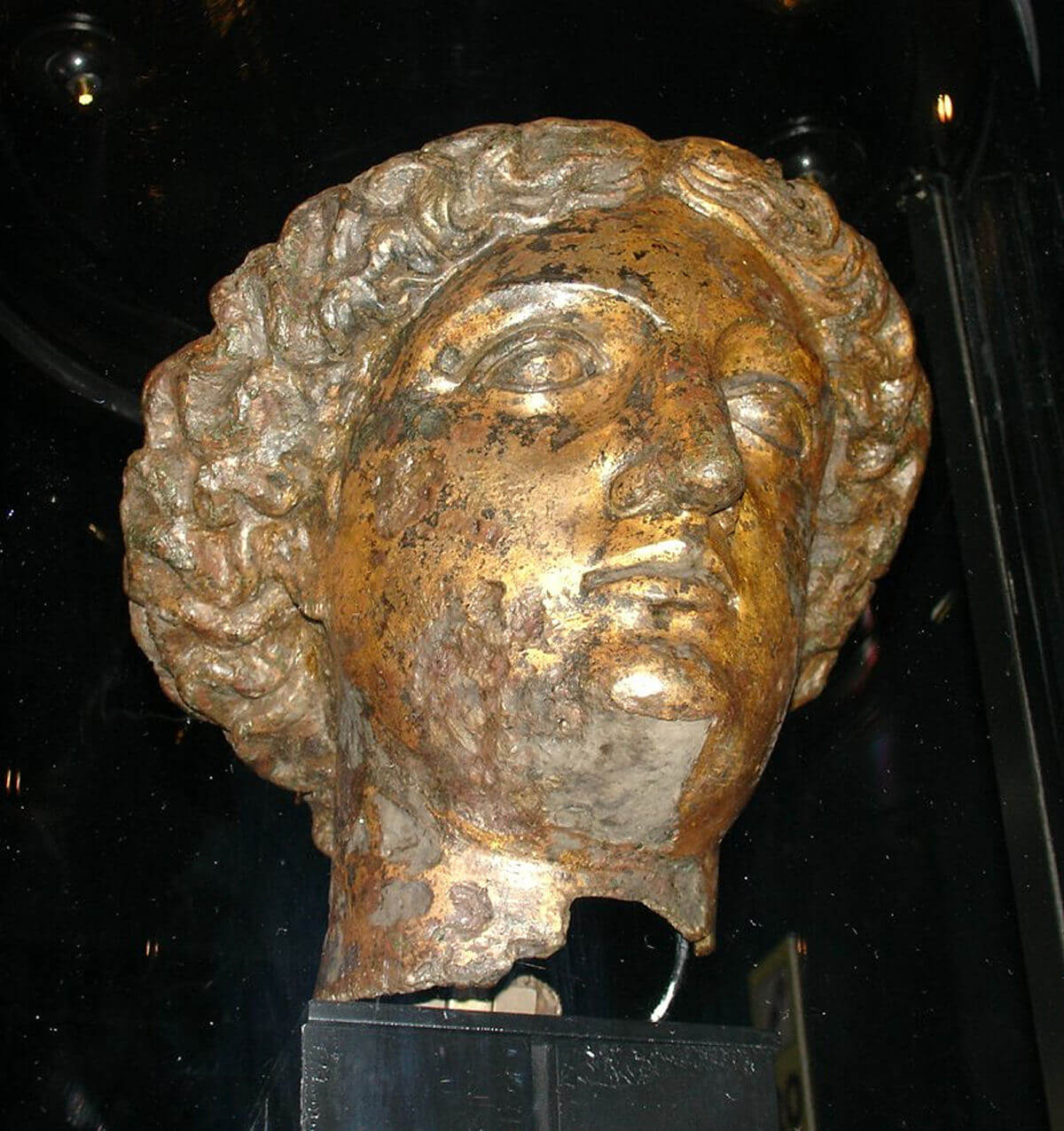 A head of Sulis Minerva found in the ruins of the Roman baths in Bath, England