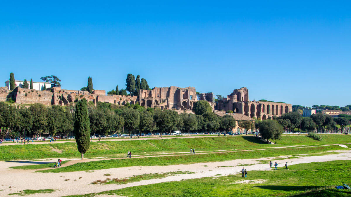 The ruins of the Circus Maximus in Rome, Italy