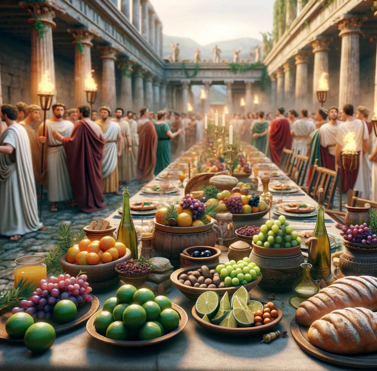 An outdoor feast at a Roman festival