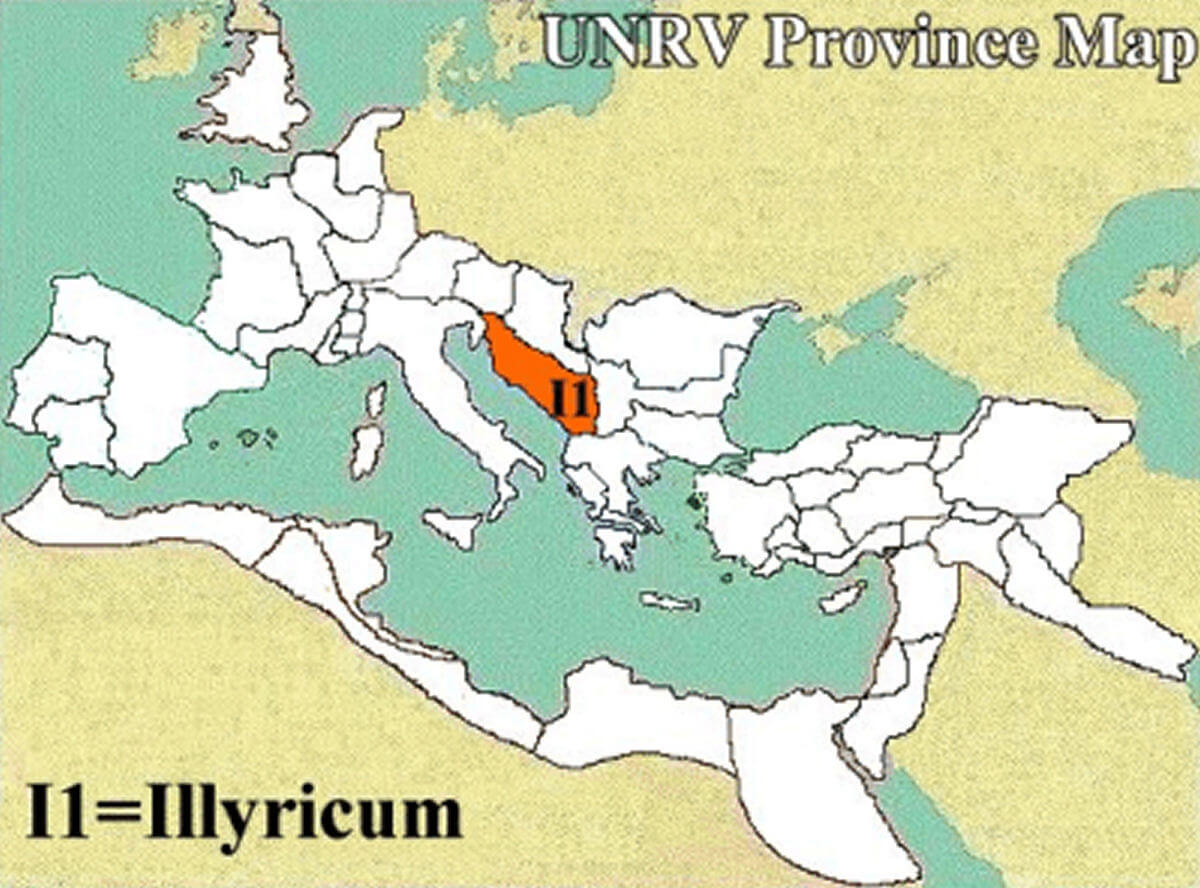 A map showing Illyricum (Illyria)