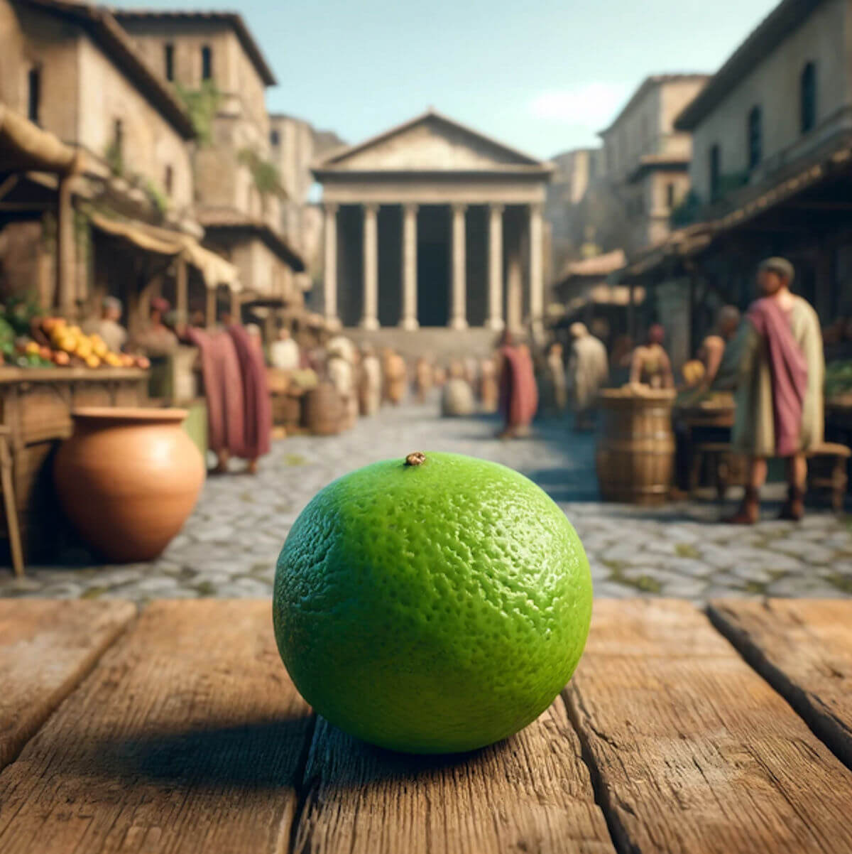 A single lime in a Roman market