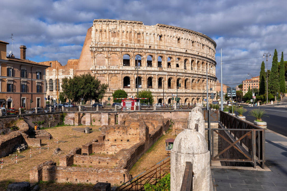 The remains of the Ludus Magnus and Colosseum in Rome