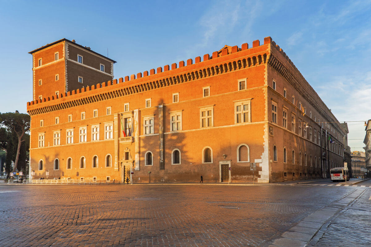 The Palazzo Venezia and square in Rome, Italy