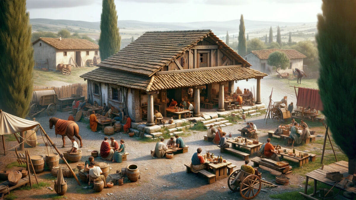 An ancient Roman roadside inn