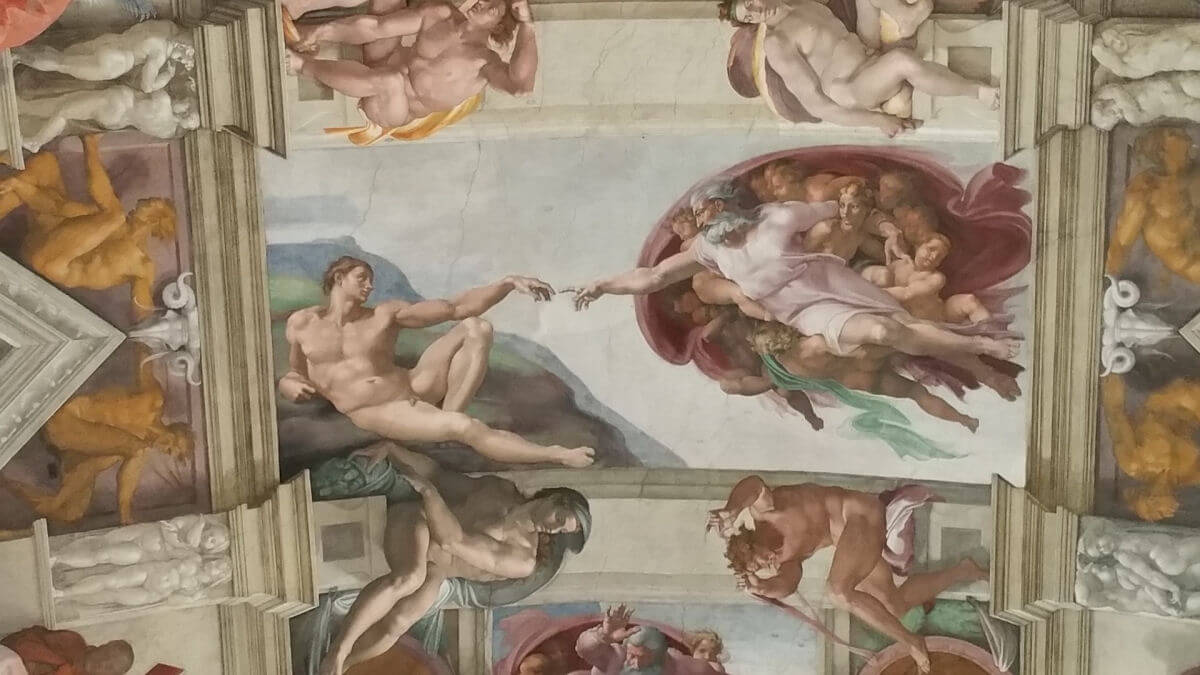 The Sistine Chapel ceiling painting by Michelangelo