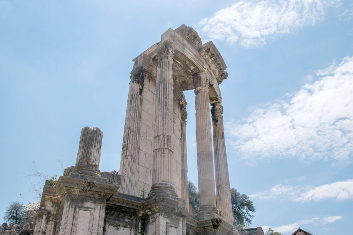 The ruins of the Temple of Vesta in the Roman Forum