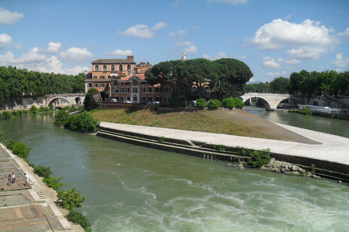 Tiber Island with Ponte Cestio and Ponte Fabricio bridges