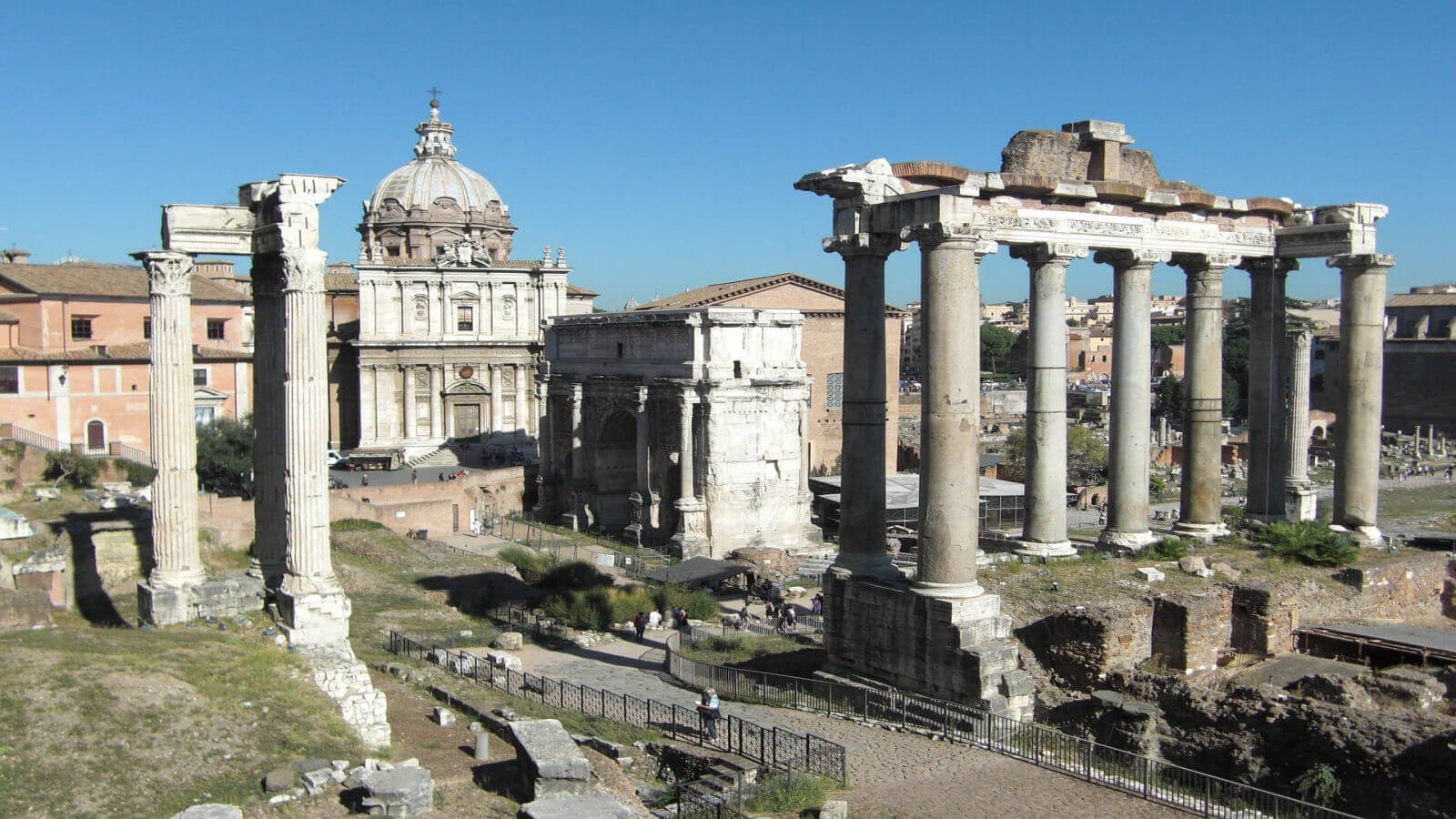 The ruins and remains of the Roman Forum