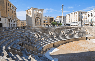 The remains of a Roman amphitheatre