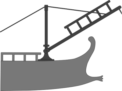 The corvus enabled the Romans to board enemy ships