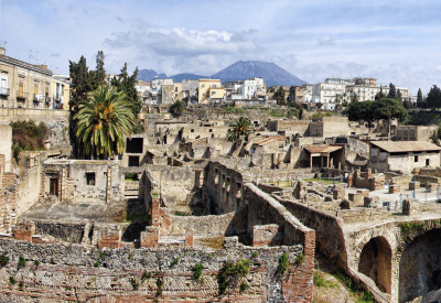 The ruins of the Roman city of Herculaneum in Italy