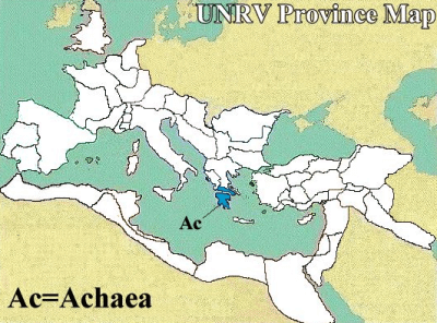A map of the Roman province of Achaea (modern day southern Greece)