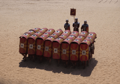 The testudo (tortoise) Roman legion battle formation