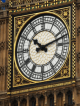 The clock of the Houses of Parliament in London featuring Roman numerals on the face