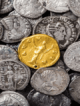 Roman coins featuring a gold coin